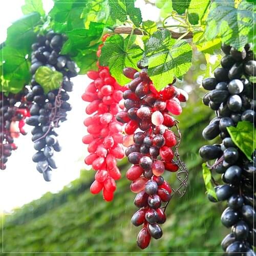 1X Home Plant Decorative Pendant Artificial Plastic Fruit Bunch Of Grapes Green Fake Faux Fruit Model Props EP Plastic Material