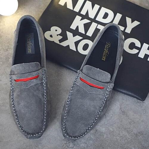2020 Shallow Mouth Mens Shoes Flat Bottom Leather Soft Student Casual Mens Peas Shoes Driving Moccasin Soft Non-slip Loafers