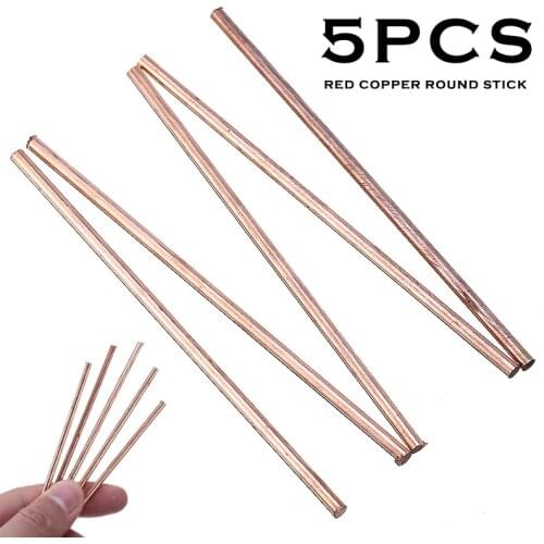 5Pcs 3mm Diameter Solid Round Red Copper Bar 100mm Length Metal Electrode Soldering Rod Welding Brazing Wire