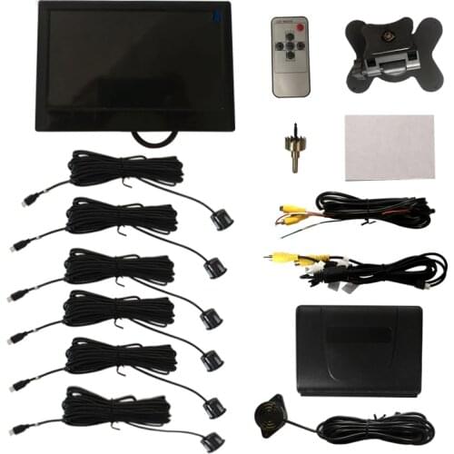 7" LCD car FRONT REAR PARKING SENSOR VEDIO 6 Sensors Reversing Radar Detector Parking Assistance Alarm System universal car