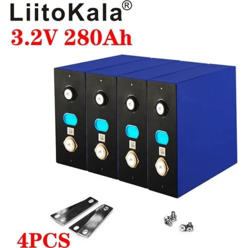 4pcs LiitoKala LiFePO4 3.2V 280Ah Cells for 12V 280Ah Lifepo4 Battery Home Solar Energy Storage With Bus Bars