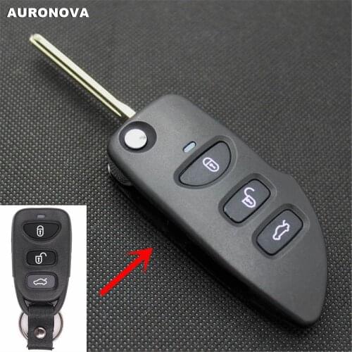 AURONOVA New Upgrade Modified Flip Folding Key Shell for KIA Carens 3 Buttons Remote Car Key Case DIY