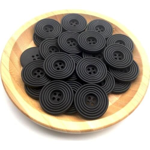 20PCS/Lot 28mm Black Big Round Spiral Wooden Buttons 4 Holes Sewing Scrapbooking Crafts Clothes Handmade Wood Button SC022-07