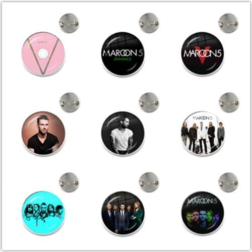 Maroon 5 Animals Glass Cabochon Brooches 3D Printing Logo 20mm Glass Dome Brooch Pin For Music Fans Creative Gift