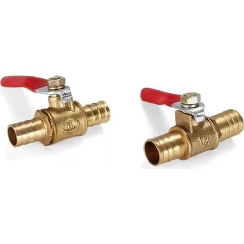 Two Way Brass Pneumatic Shut Off Ball Valve Pipe Fitting Connector Coupler Adapter tube 6mm 8mm 10mm 12mm