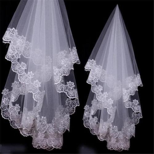 Top Sale Lace edge Wedding Veils Ivory 1T Bride Bridal Veil No Comb 2019