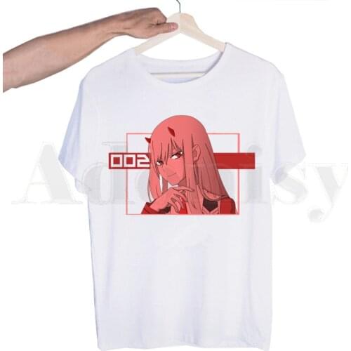 Zero TWO Darling In The Franxx Anime 02 Harajuku Short sleeves T-shirt Men Print T shirt Men Tops Tees Mens T-shirt
