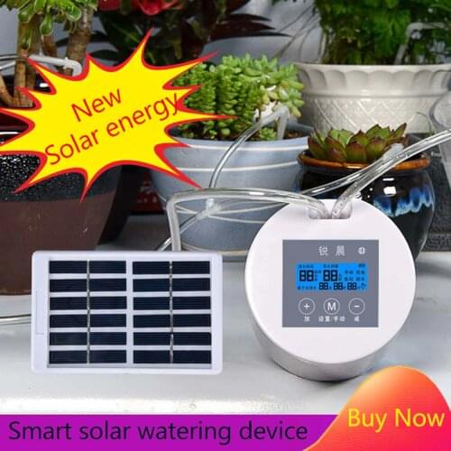 English Intelligent Garden Automatic Watering system Solar Energy Charging Plant Drip Irrigation set Water Pump Timer System