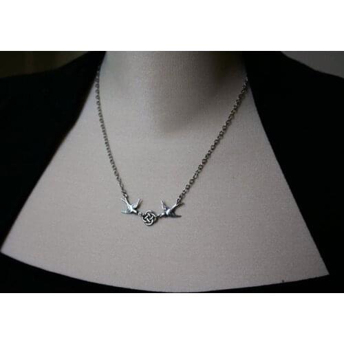 Celtic Irish Knot and Swallow Necklace Amulet Religious Jewelry Triquetra Symbol Lucky Amulet Necklace Gift