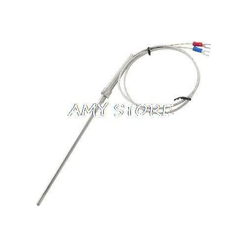 M8 Thread K Type Temperature Controller 1M Wire Lead Thermocouple Sensor Probe 0-400C 5mm x 150mm 2 Forks