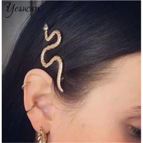 Snake Barrettes Metal Snakes Shape Bobby Pin Punk Gold Tone Animal Hair Accessories Hairpin Sexy Women Gift Vintage Hair Jewelry