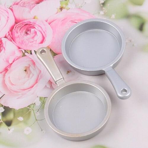 Hot!1/2 Pcs Dollhouse Miniature Accessories Mini Frying Pan Model Simulation Saucepan Toys for DollHouse Decoration