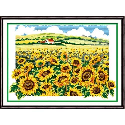 The sunflower painting counted 11CT 14CT DIY kit Chinese wholesale Cross Stitch embroidery needlework Sets home decor