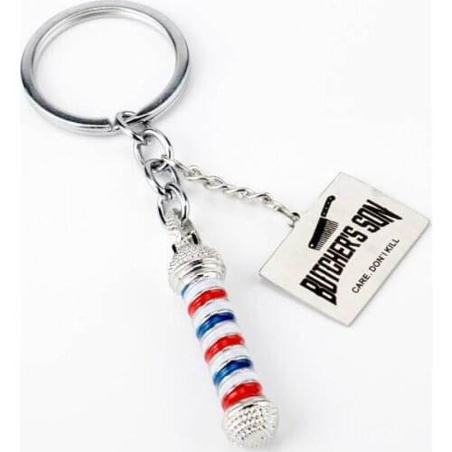 New Barber Shop Pole 3D Barber Pole Key Chains Fashion Jewelry Accessorie Choker Keychain Hip Hop Barber Pole Hairdresser