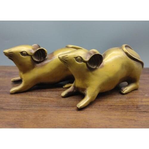 New Design Copper Cute Fat Mouse Figurines Funny Table Ornaments Desk Decorations Bronze Crafts Brass Rat Statue a pair