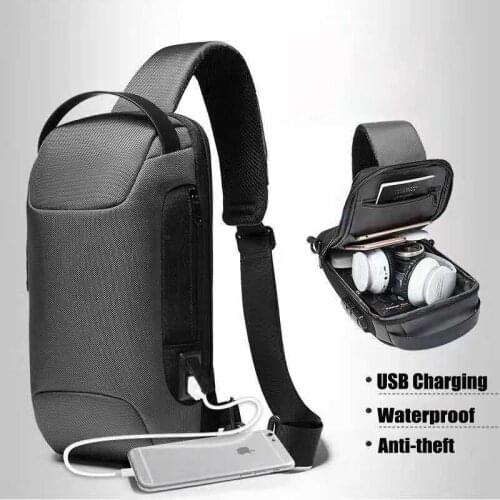 Men Anti-theft Crossbody Bags support USB Charging Waterproof Trip Chest Bag Tote Fashion Shoulder Messenger Bag Men Phone Purse