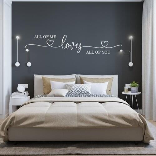 Wedding Couple Family Love Quote Wall Sticker Bedroom All of me loves All of You Wall Decal Living Room Vinyl Decor 2334