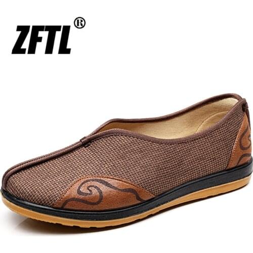 ZFTL Cloth shoes Mens Middle-Aged Elderly Loafers Soft Sole New Comfortable Chinese style Shallow Mouth Casual Hanfu shoes