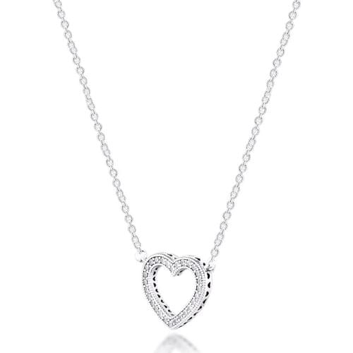 Loving Hearts Necklaces 100% 925 Sterling Silver Fine Jewelry Free Shipping