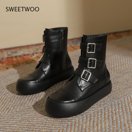 2021 womens shoes high heels platform boots round toe buckle womens boots goth punk shoes and ankle boots women