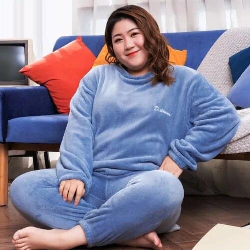 Plus Size 8XL 10XL bust 150cm Women Pajamas Sets Oversized Long Sleeve Top and Pants Sleepwear Suit Home Women Female Sleepwear