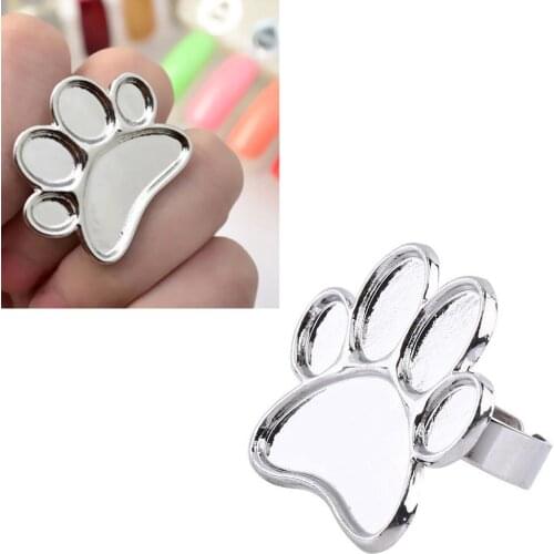 1pc Mini Nail Art Color Palette Cute Footprint Design Finger Ring Mixing Color UV Gel Painting Palette Manicure Nail Tools