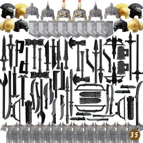 101Pcs Medieval Ancient Rome Egypt Style Building Block Figure Weapon Helmet Armor Kit (For All Small Particle Building Blocks )