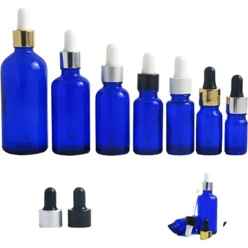 12 x 100ml 50ml 30ml 20ml 15ml 10ml 5ml Cobalt blue glass essential oil dropper bottle 1oz glass Piepette Dropper