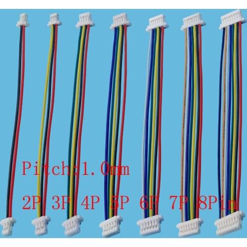 20Pcs JST SH1.0 2P 3P 4P 5P 6P 7P 8 Pin Pitch 1.0mm Female to Female Jack Wire Cable Connector Length 10cm 28AWG