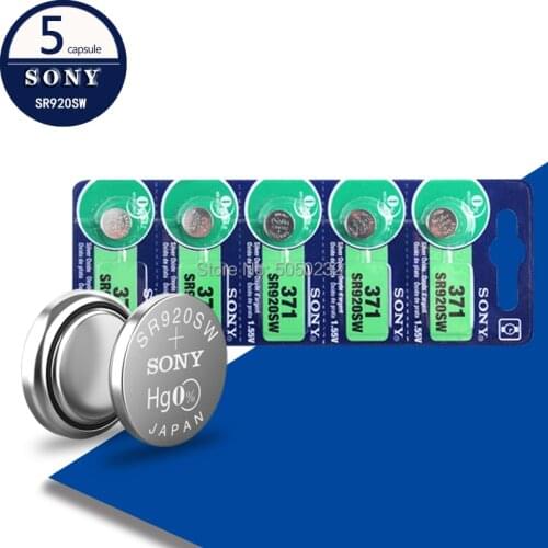 5pc For Sony 100% Original AG6 371 SR920SW 920 1.55V Watch Battery CX69 S21 605 SR920SW 371 Button Coin Cell MADE IN JAPAN