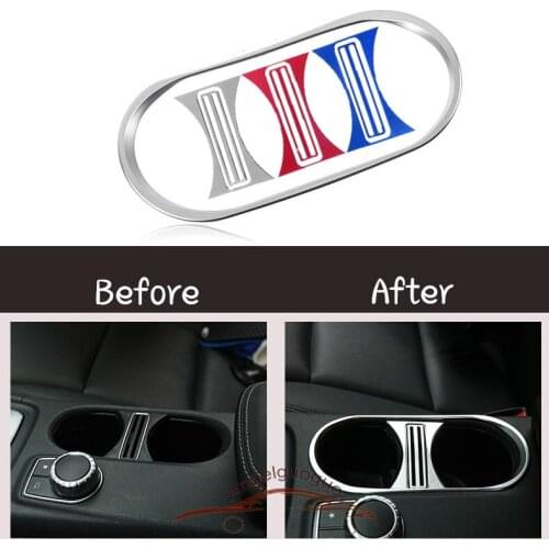 3colors Car Cup Holder Cover Trim Sticker Aluminum Alloy for Mercedes Benz A class GLA 2013-2016 CLA 2014-2016