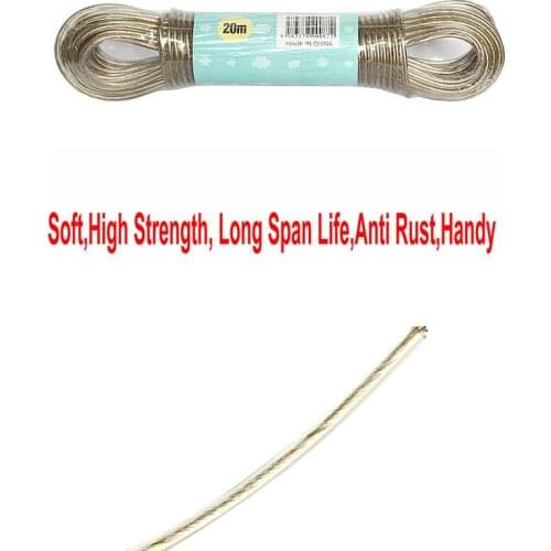 Free Shipping 3.5MM*20M Transparent PVC Coated Steel Wire Rope,Clothes Hang Rope Line, Outdoor Wire Rope, Construction Wire Rope