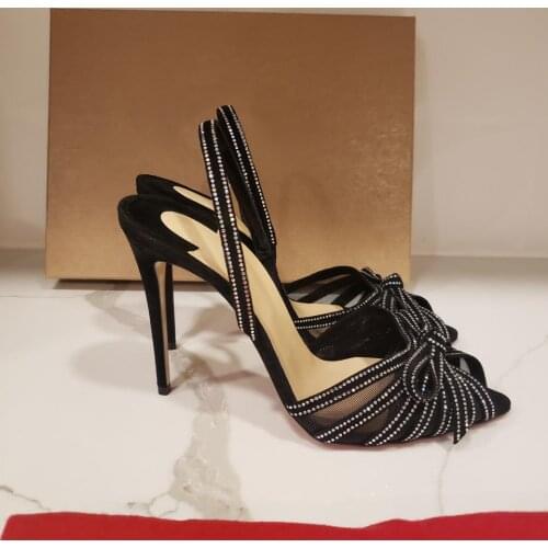 Free shipping fashion women pumps sexy lady Black suede crsytal strappy high heels stripper stiletto heels shoes 12cm 10cm