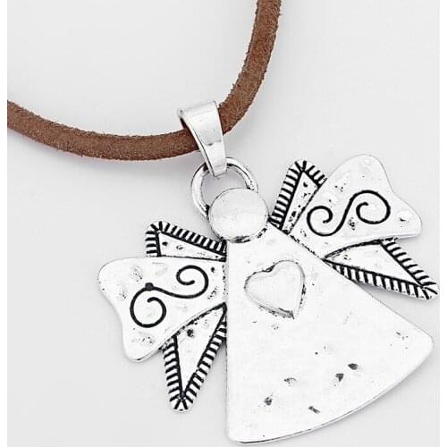 2pcs Big Angel With Wing Carved Heart Charms Pendants For DIY Necklace or Bracelet Accessories 62.5x59mm