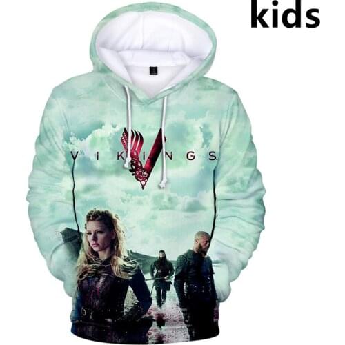 3 To 14 Years Kids Hoodies Norsemen Vikings 3d Hoodie Sweatshirt Boys Girls Vikings Ragnar Lothbrok Jacket Coat Children Clothes