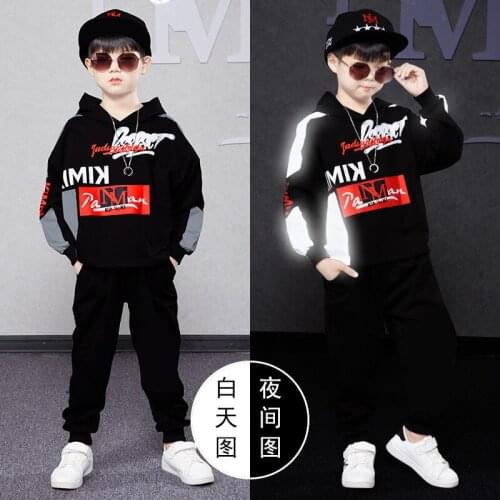 Children Clothes Suit Autumn Boys Reflective Clothing Teenager Long Sleeved Clothes Sport Suits 2Pcs/sets Casual Kids Sportswear