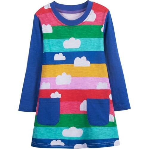Jumping Meters New Brand Apple Long Sleeve Dresses For Baby Girls Clothing Cotton Autumn Spring Princess Party Cute Girl Dresses