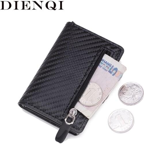 DIENQI Black Fiber Mans Wallets Short Zipper Thin Purse Men Coins Cash Pocket Small Money Bag Luxury Leather Woven Wallet Vallet