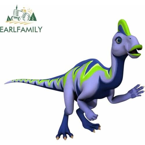 EARLFAMILY 13cm x 10.8cm for Blue Dinosaur Car Stickers Occlusion Scratch Bumper Decal VAN Scratch-Proof Windshield RV Graphics