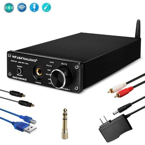 FXAUDIO ES9018 bluetooth 5.0 digital usb headphone amp dac coverter with Optical/PC-USB/Coaxial to RCA 6.35mm Headphone Output