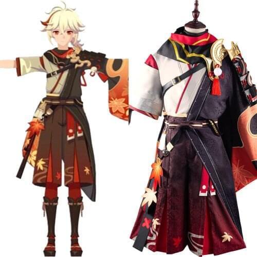 Genshin Impact Kazuha Cosplay Top Coat Pants Full Suit Outfits Genshin Impact Kazuha Wig Cosplay Hair