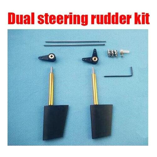 Nylon Dual Steering rudder kit Double steering-wheel set Tail vave kit spare parts for RC Boat feeding boat ship 28/36/44/52mm