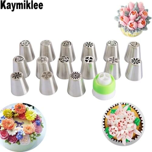 KAYMIKLEE 16PCS/SET Piping Pastry Tips Decoration Cake Piping Pastry Icing Tips Stainless Steel Nozzle for Decorating Tool CS019