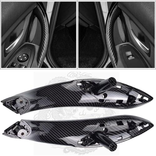 Car Interior Door Handle Pull Trim Cover For BMW F30 F31 F32 F33 F34 F35 F36 F80 Left Right Inner Panel Black Beige Carbon Fiber