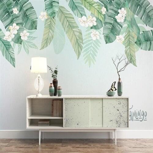 Custom Mural Wallpaper Modern Hand Painted Nordic Style Palm Leaves Wall Painting Living Room TV Sofa Bedroom Home Decor Fresco