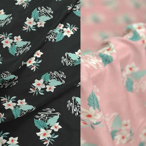 Natural 100% mulberry silk printed fabric cloth 111cm width 14mm crepe de chine soft anti-wrinkle shirt sewing fabric for dress