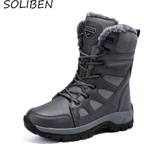 SOLIBEN New Winter Men Womens Warm Snow Boots Botas De Neve Sapatos De Inverno Padded Boots Winter Boots Platform Boots