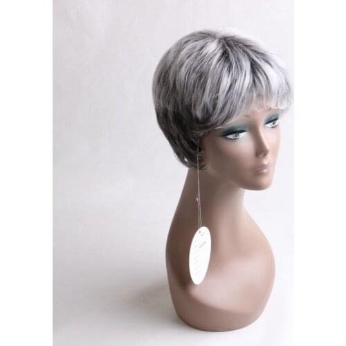 Luxury For Braiding Heat Resistant Fiber 10" Short Ombre Grey Color High Temperature Synthetic Wigs