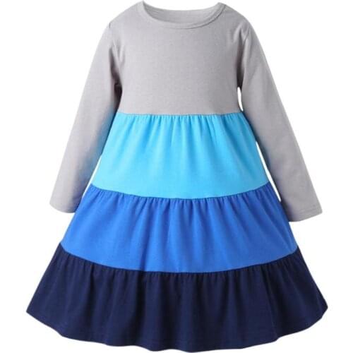 Spring Autumn Toddler Baby Girls Dresses Korean Lovely Hit Color Comfort Soft Cotton Long Sleeve Solid Stitching Dress