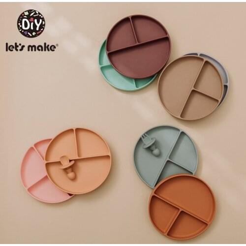 LetS Make Baby Tableware Silicone Plate Free BPA Food Grade Suction Tray Anti-slip Gift Children Products Baby Kids Dinner Plat